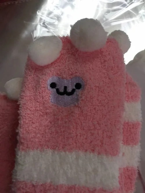 Women Girls Knee Length Coral Fleece Warm Socks