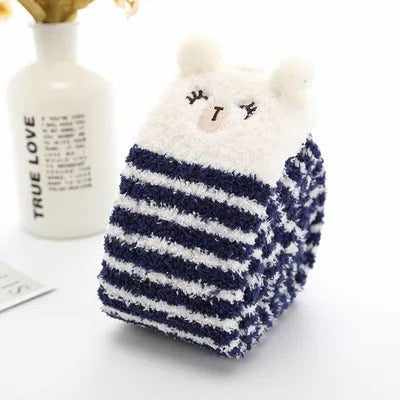 Women Girls Knee Length Coral Fleece Warm Socks