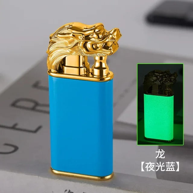 3D Relief Dragon Crocodile Double Fire Lighter Metal Windproof