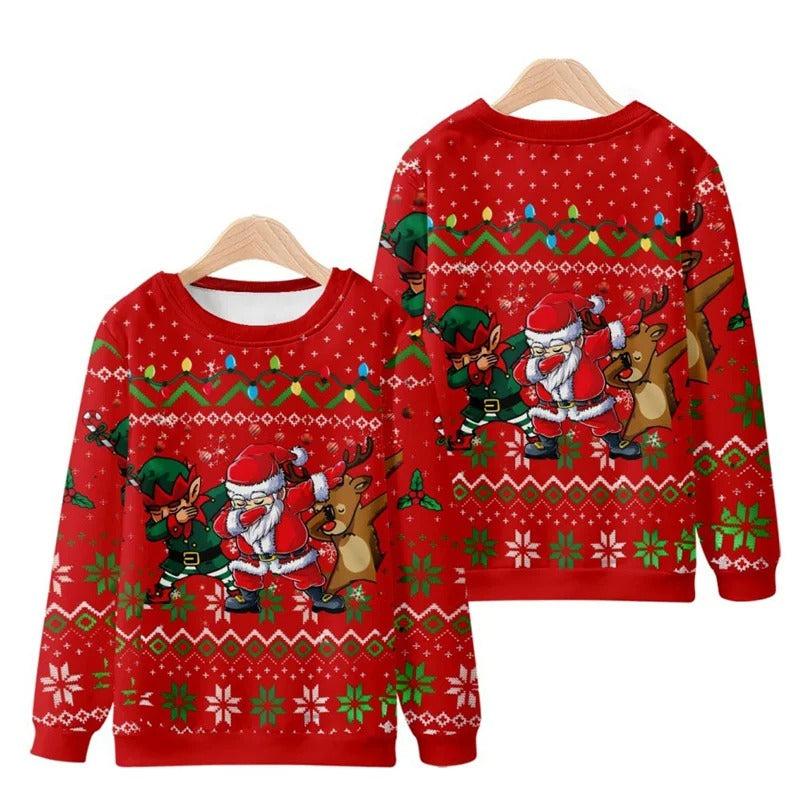 Funny Ugly Christmas 3D Printed Pullover Loose Round Neck Long Sleeves Tops Sweatshirts