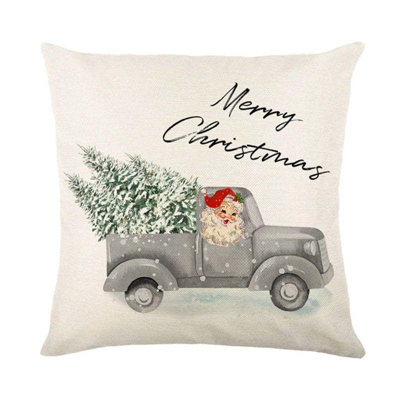 Linen Christmas Pillow Cushion Cover 45x45cm
