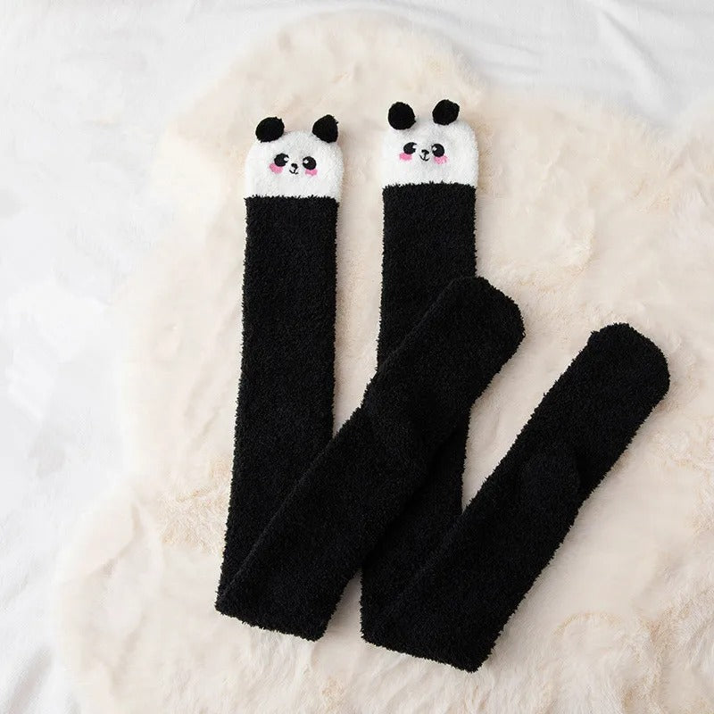 Women Girls Knee Length Coral Fleece Warm Socks