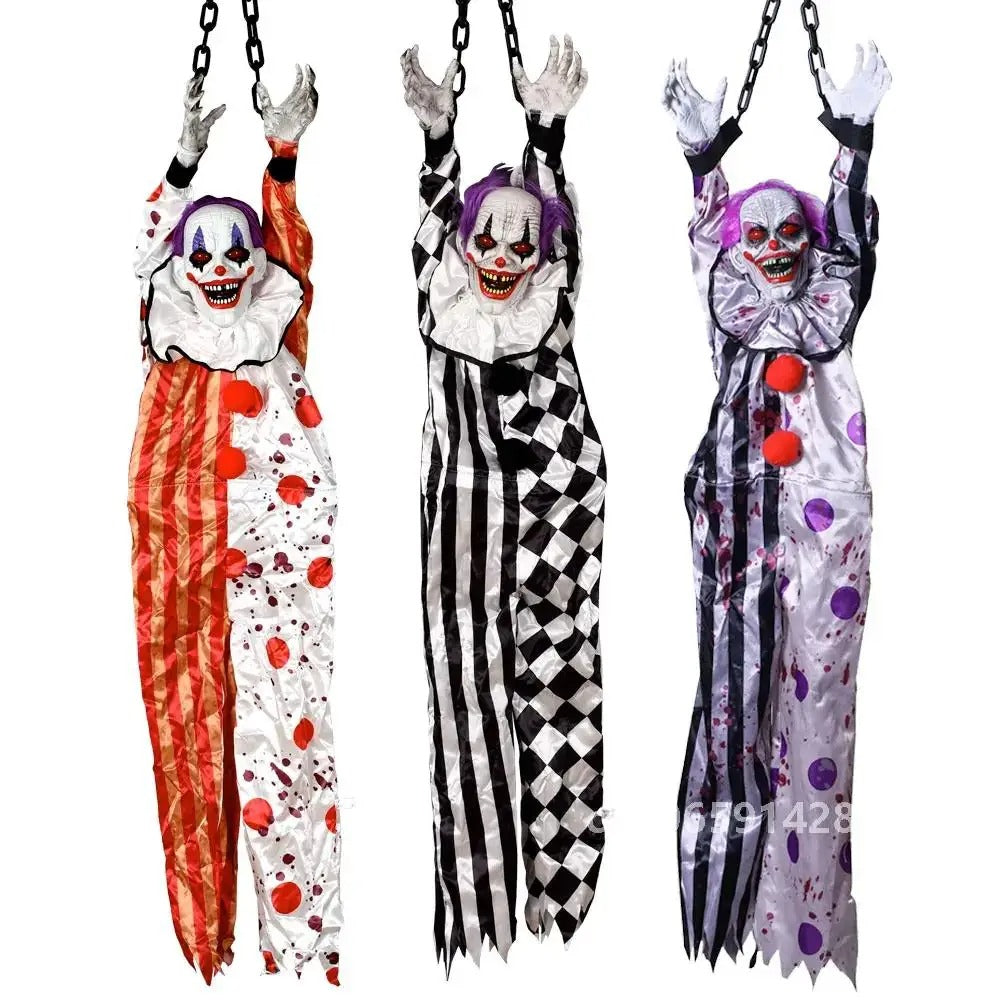 Scary Hanging Clown Animatronics with Glowing Eyes Haunted