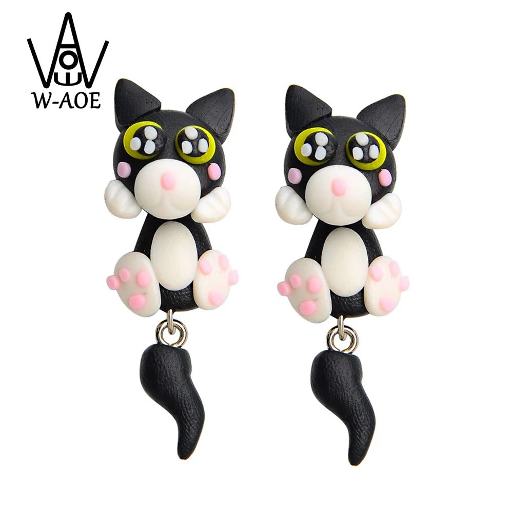 Cat Polymer Clay 3D animal Handmade earrings