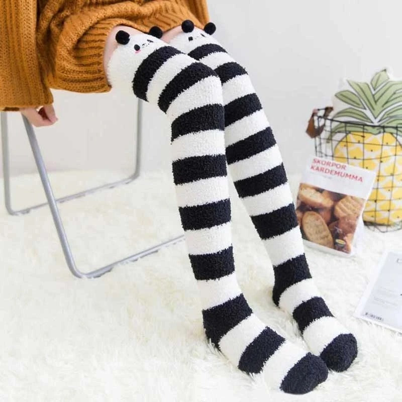Women Girls Knee Length Coral Fleece Warm Socks