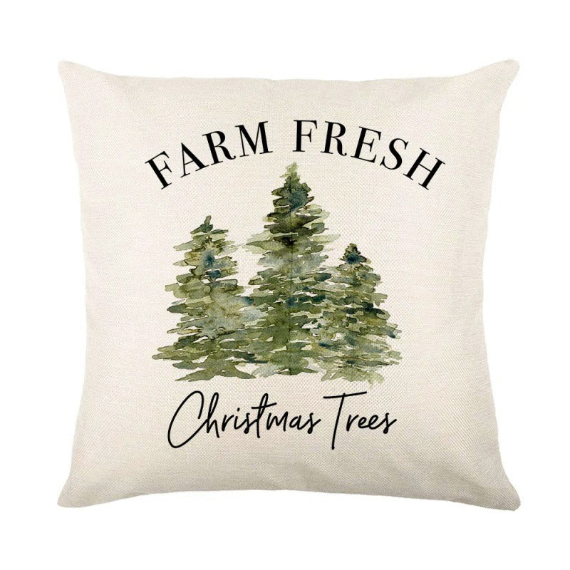 Linen Christmas Pillow Cushion Cover 45x45cm