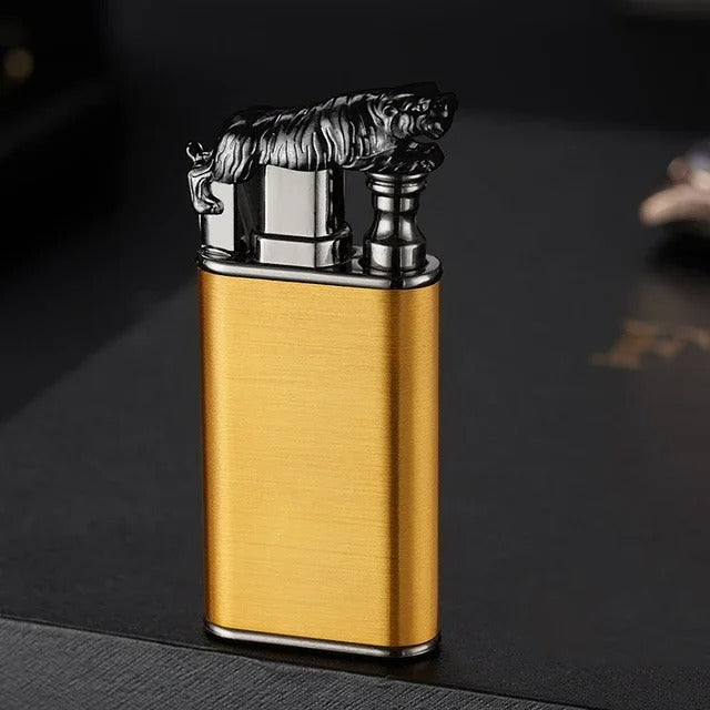 3D Relief Dragon Crocodile Double Fire Lighter Metal Windproof