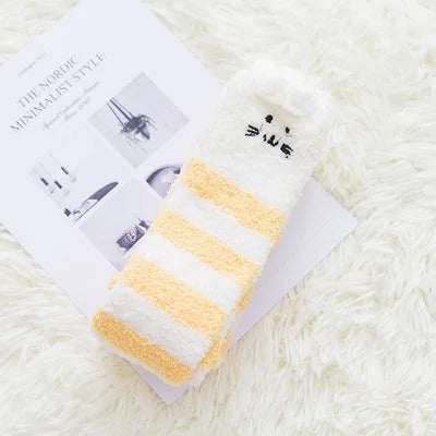 Women Girls Knee Length Coral Fleece Warm Socks