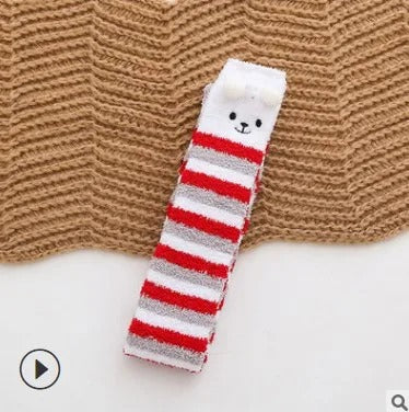 Women Girls Knee Length Coral Fleece Warm Socks