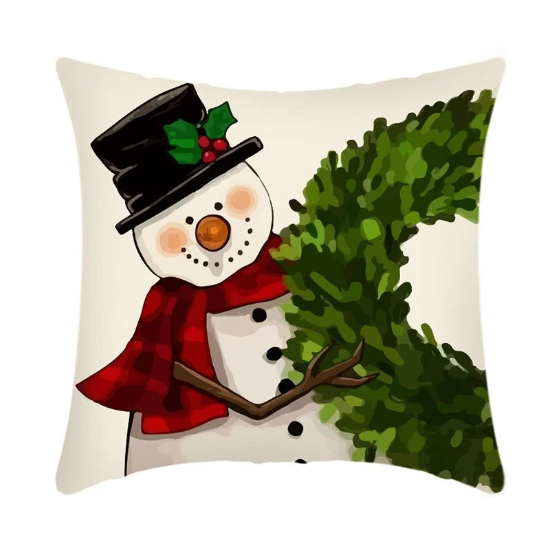 Linen Christmas Pillow Cushion Cover 45x45cm