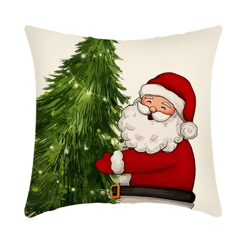 Linen Christmas Pillow Cushion Cover 45x45cm