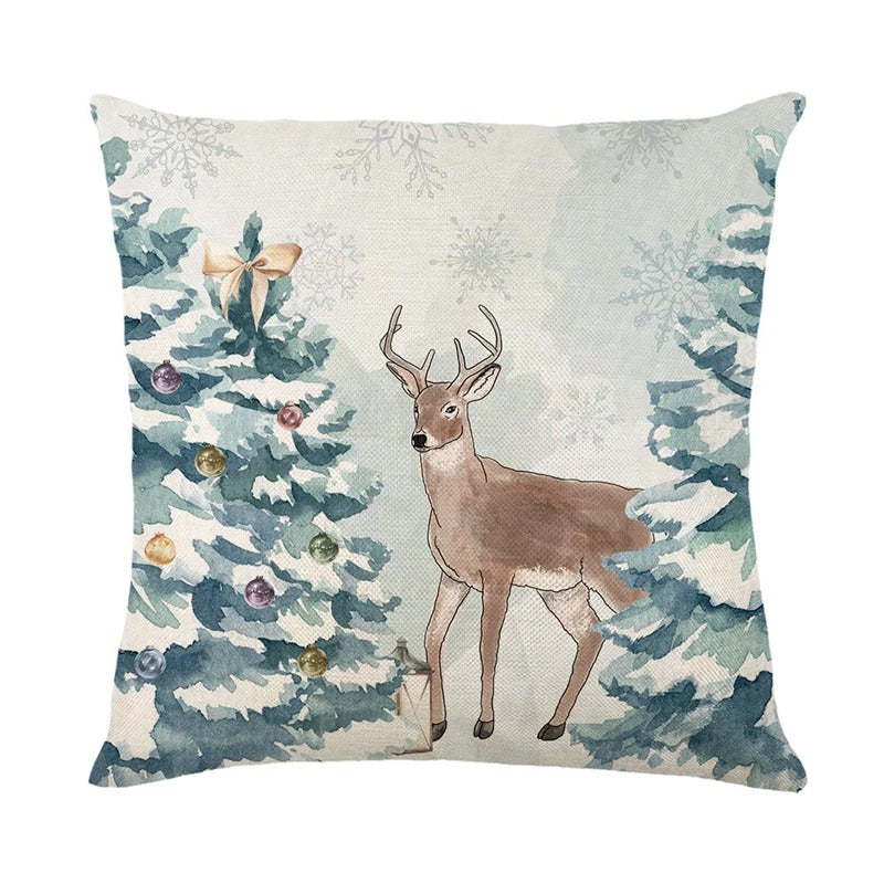 Linen Christmas Pillow Cushion Cover 45x45cm