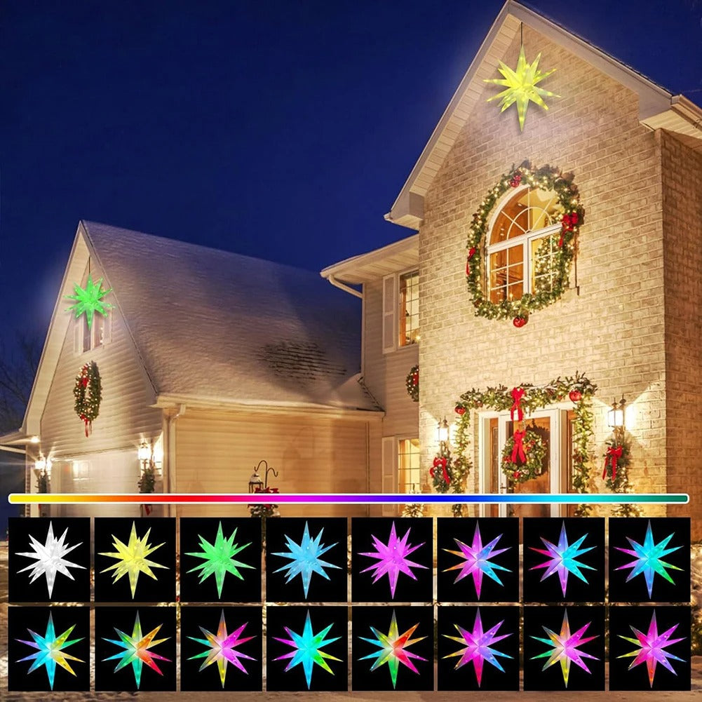 Christmas Tree Topper Star Shiny Light Bluetooth-Compatible USB Powered