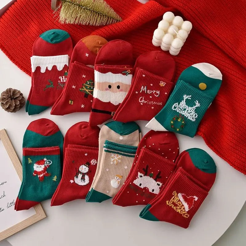 5pairs Cartoon Christmas Socks Gifts