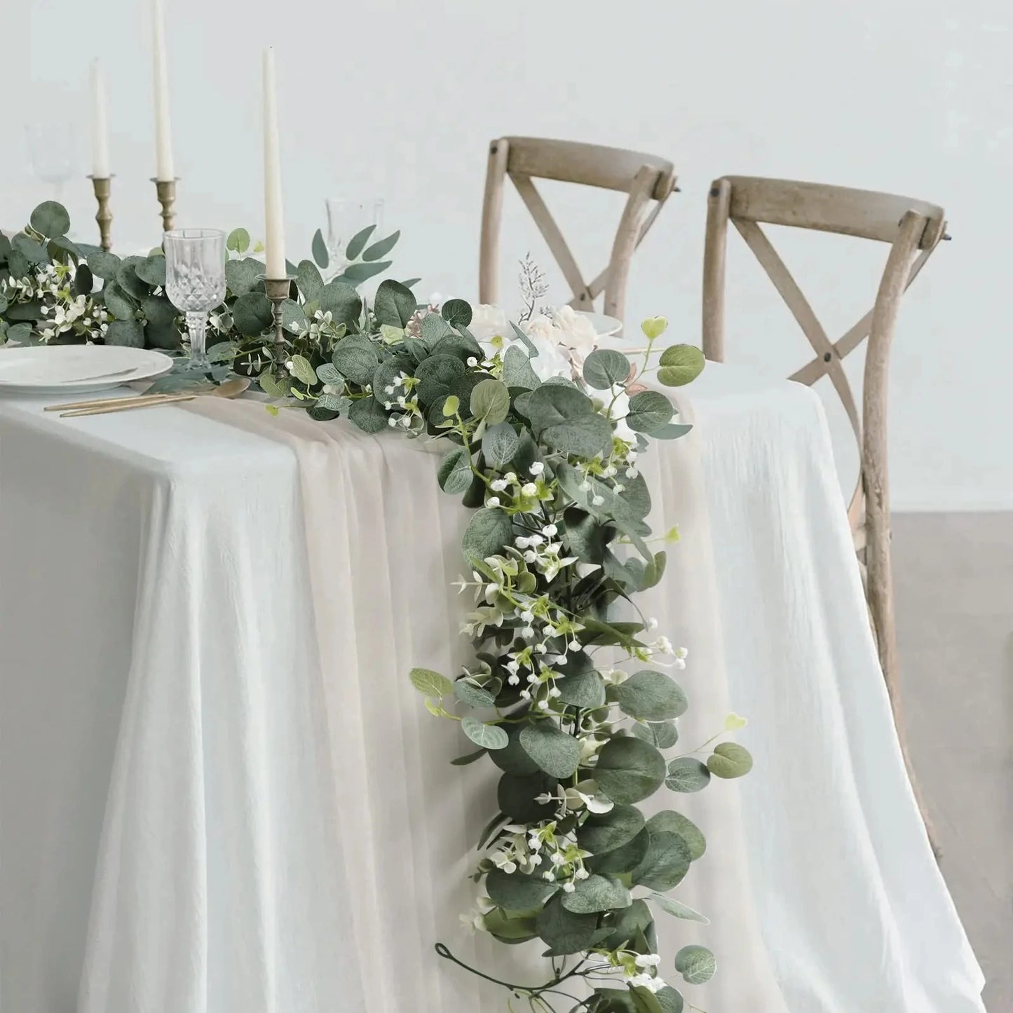 1pc Artificial Eucalyptus Leaves Greenery Garland Faux Plant