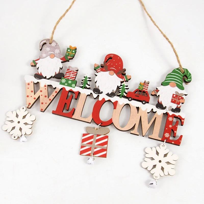 Gnome Santa Claus Wooden Hanging Ornament 2024 Merry Christmas Decoration