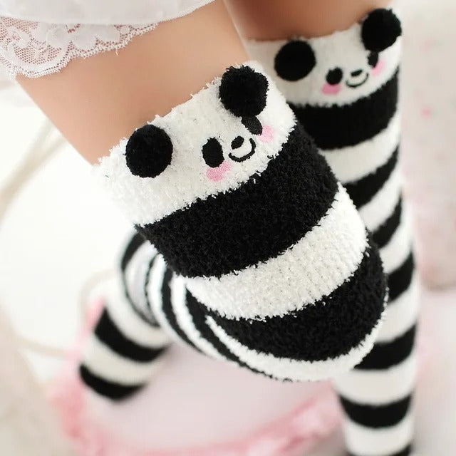 Women Girls Knee Length Coral Fleece Warm Socks