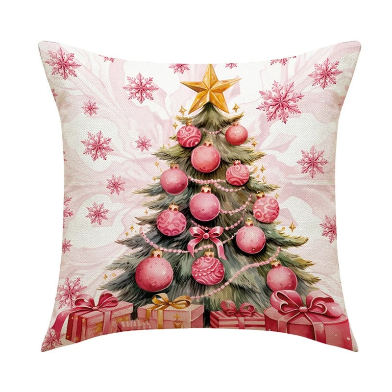 Linen Christmas Pillow Cushion Cover 45x45cm