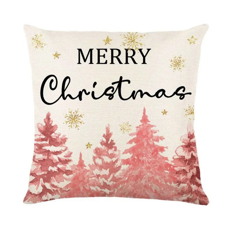 Linen Christmas Pillow Cushion Cover 45x45cm