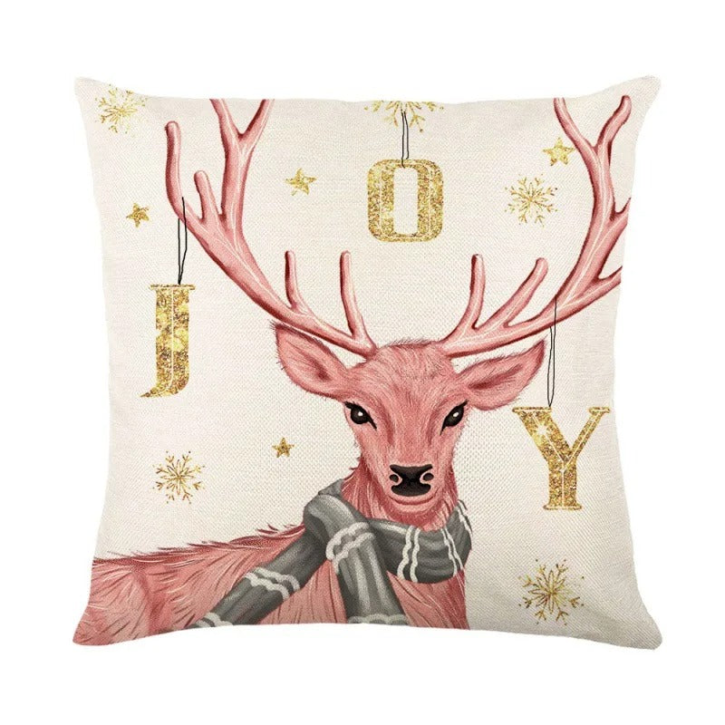 Linen Christmas Pillow Cushion Cover 45x45cm