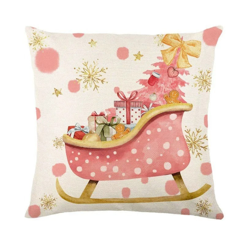 Linen Christmas Pillow Cushion Cover 45x45cm
