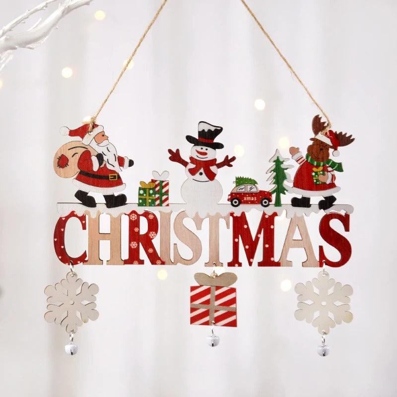 Gnome Santa Claus Wooden Hanging Ornament 2024 Merry Christmas Decoration