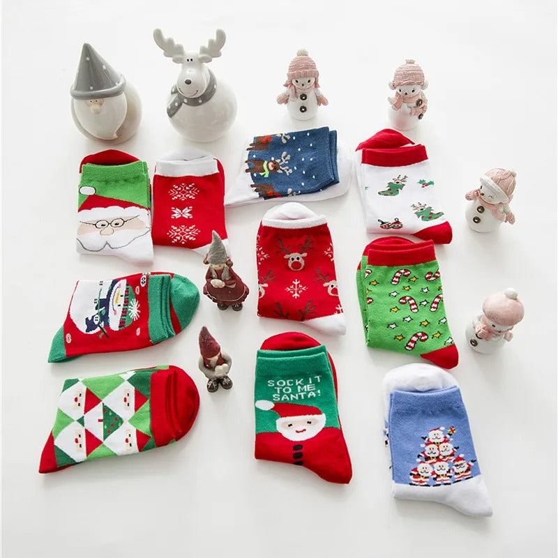 5pairs Cartoon Christmas Socks Gifts