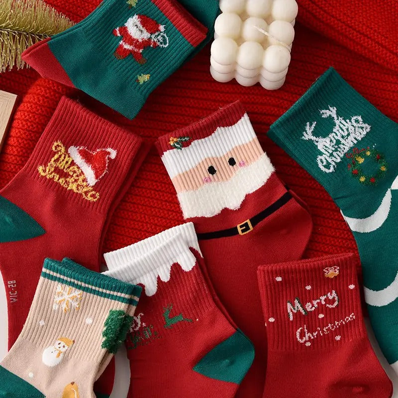 5pairs Cartoon Christmas Socks Gifts