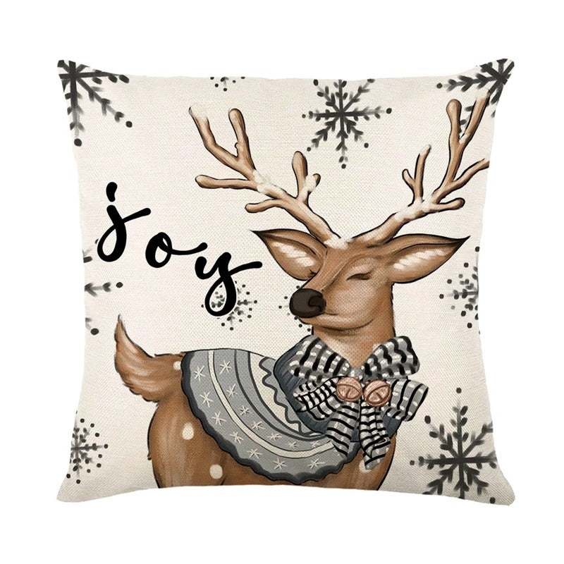 Linen Christmas Pillow Cushion Cover 45x45cm