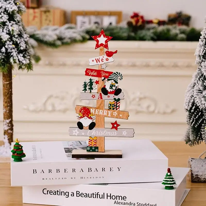 Desktop Christmas Tree Santa Claus DIY Decoration Wooden
