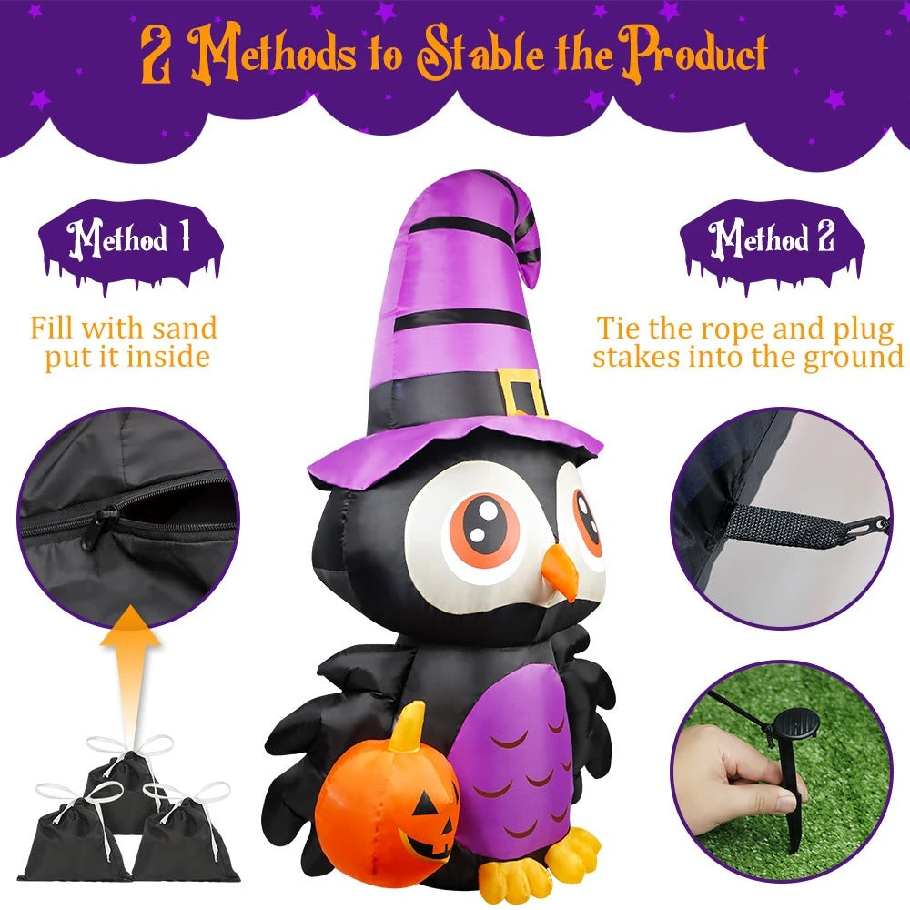Owl Inflatables Halloween Decorations Pumpkin Creepy Terror Scary Props