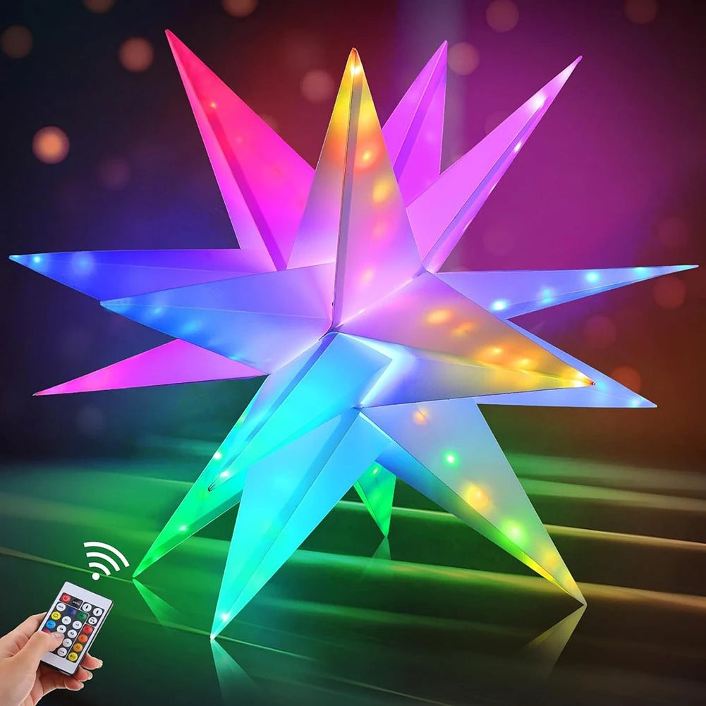 Christmas Tree Topper Star Shiny Light Bluetooth-Compatible USB Powered