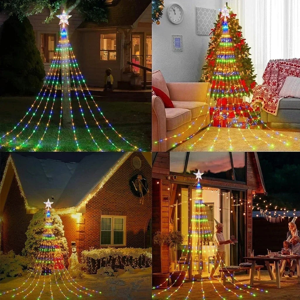 LED Five Pointed Star Waterfall Light Outdoor Courtyard Light Starry Sky