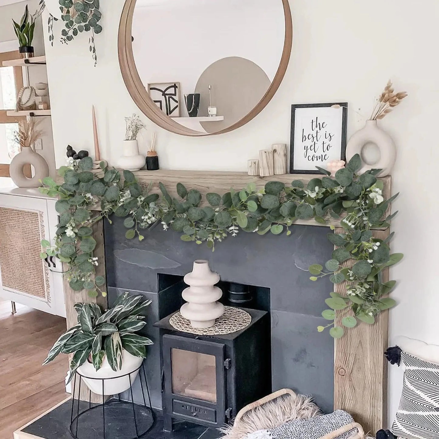 1pc Artificial Eucalyptus Leaves Greenery Garland Faux Plant