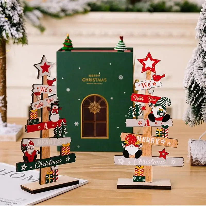 Desktop Christmas Tree Santa Claus DIY Decoration Wooden