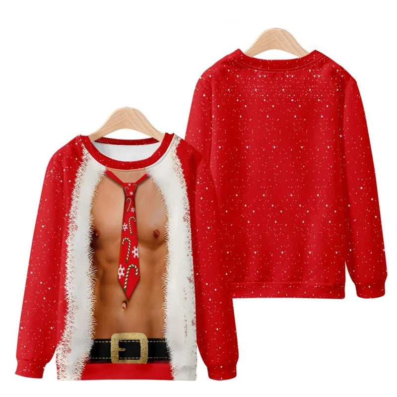 Funny Ugly Christmas 3D Printed Pullover Loose Round Neck Long Sleeves Tops Sweatshirts