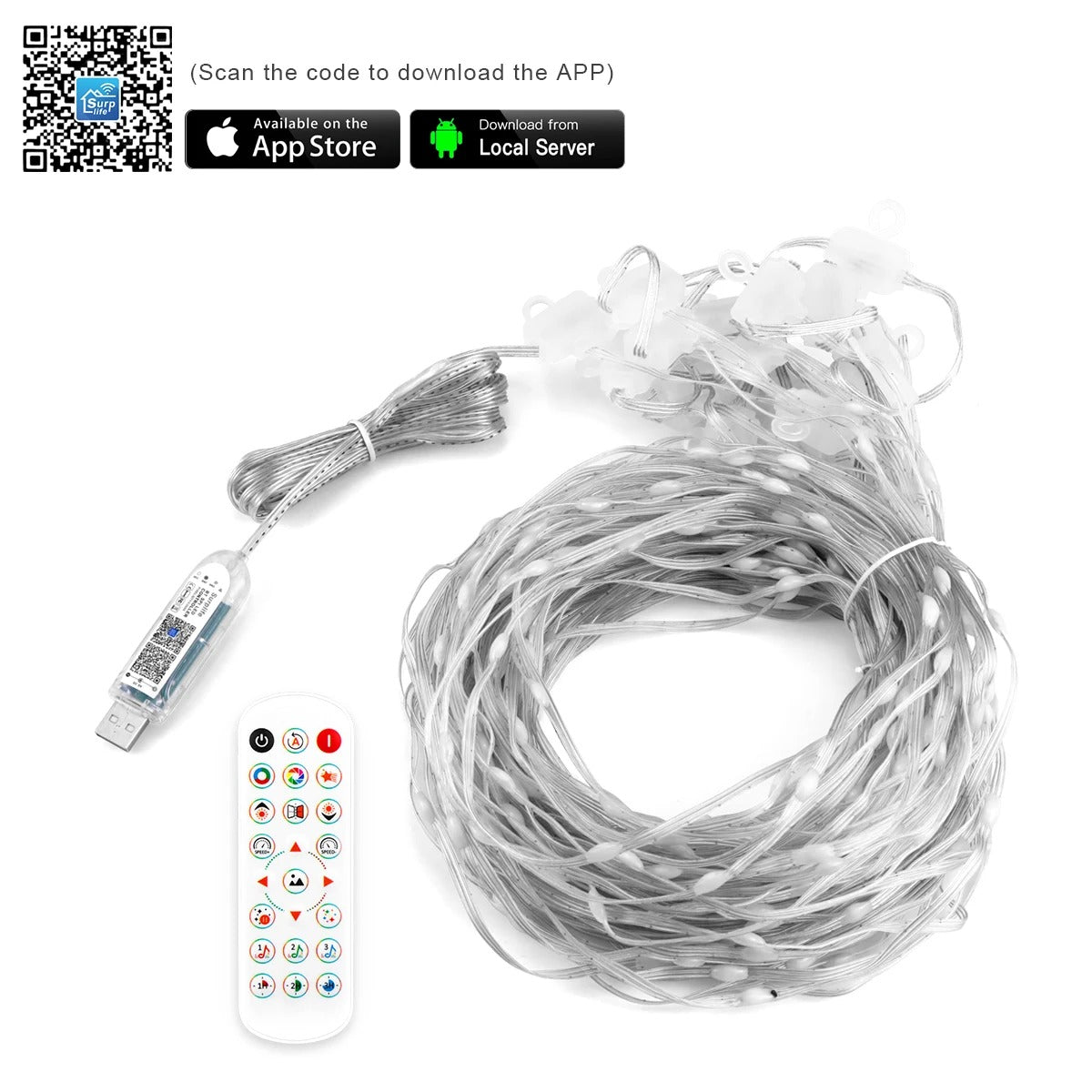 Curtain Lights 400 LED Twinkle Fairy String Light with APP Remote Control RGB Color