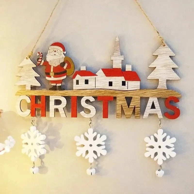 Gnome Santa Claus Wooden Hanging Ornament 2024 Merry Christmas Decoration
