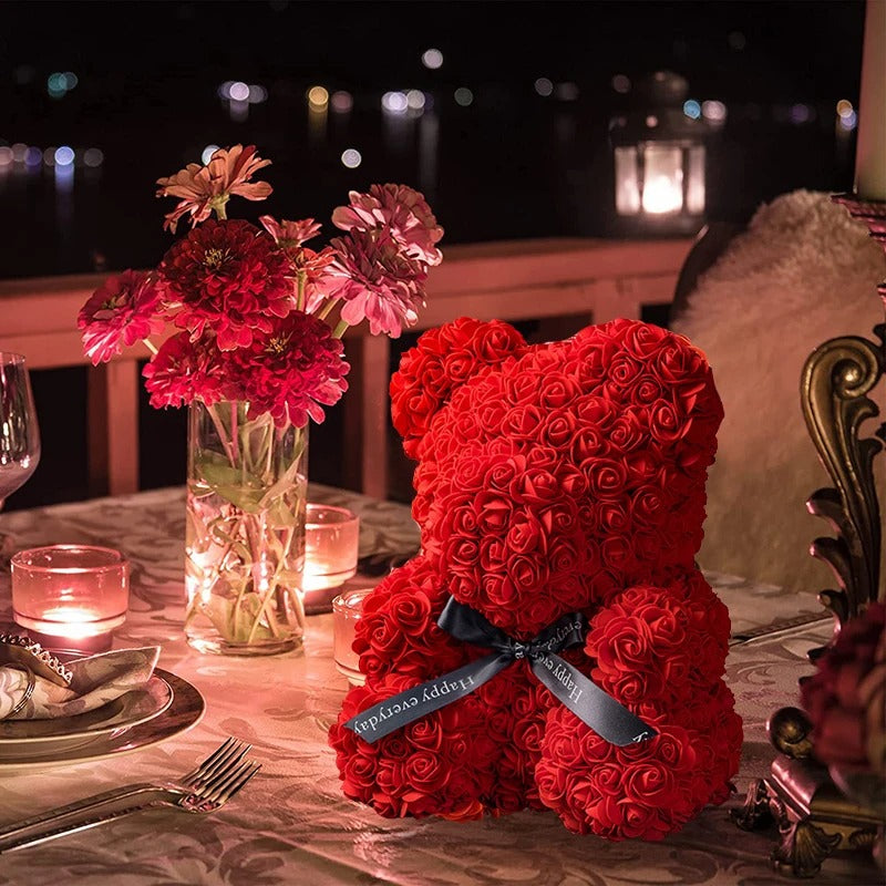 Valentine Gifts Decoration Rose Bear Artificial Flowers