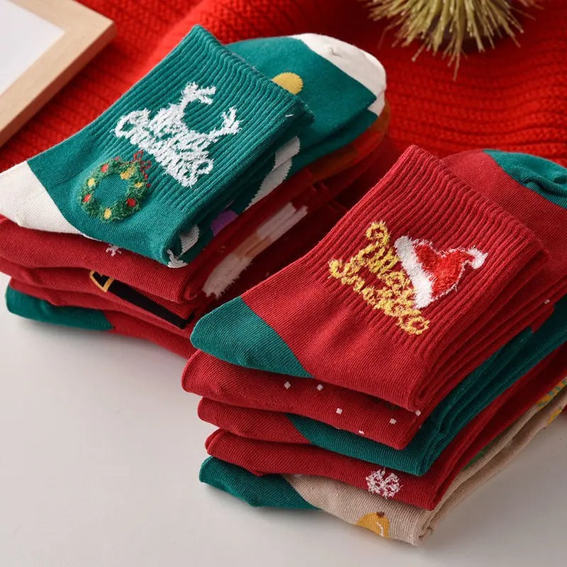 5pairs Cartoon Christmas Socks Gifts