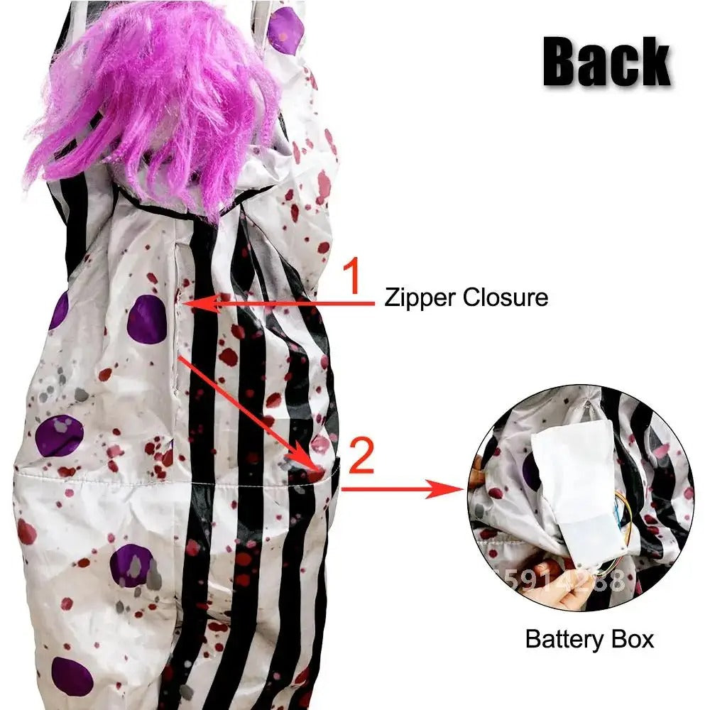 Scary Hanging Clown Animatronics with Glowing Eyes Haunted