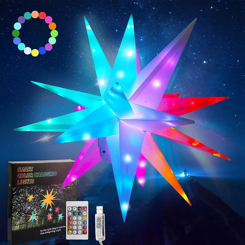 Christmas Tree Topper Star Shiny Light Bluetooth-Compatible USB Powered