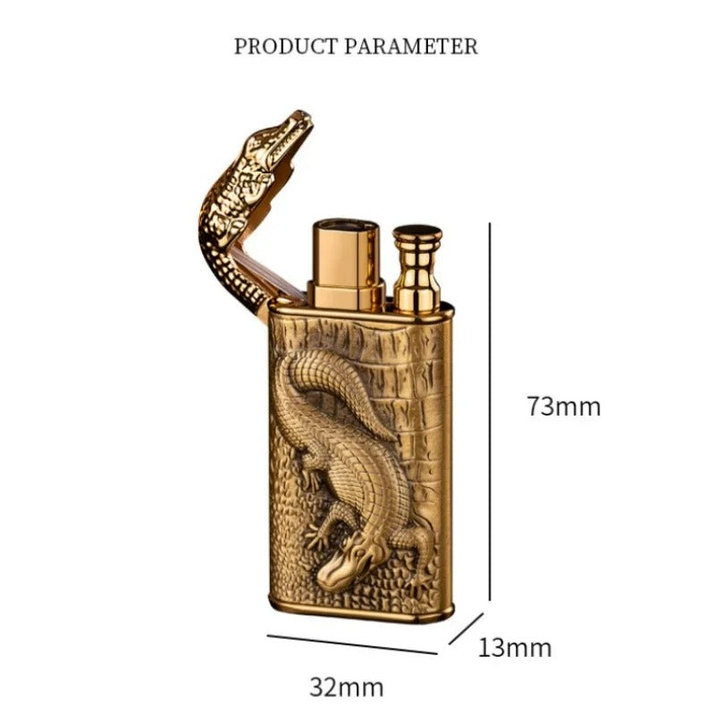 3D Relief Dragon Crocodile Double Fire Lighter Metal Windproof