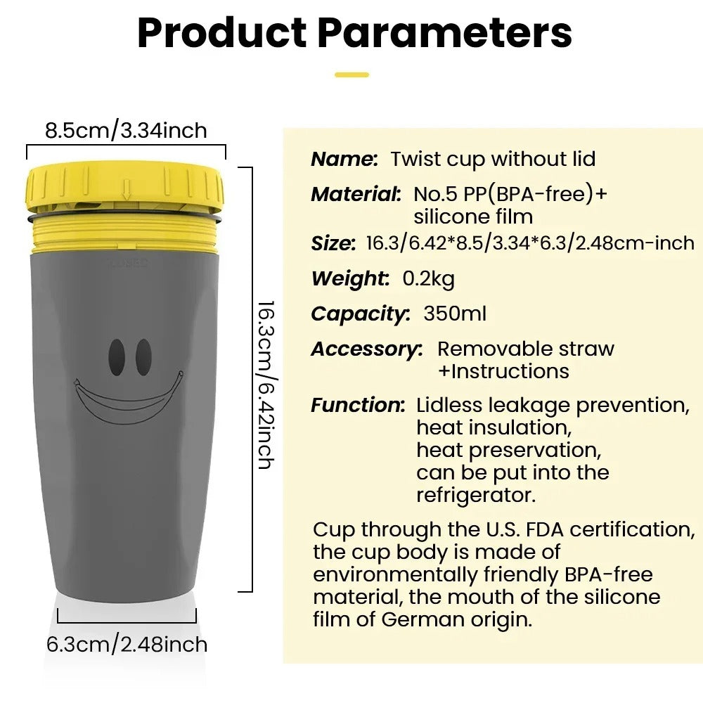 French Lidless Twist Cup Creative Plastic Insulated Mug