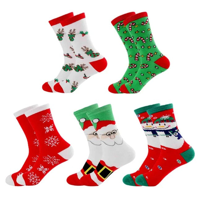5pairs Cartoon Christmas Socks Gifts