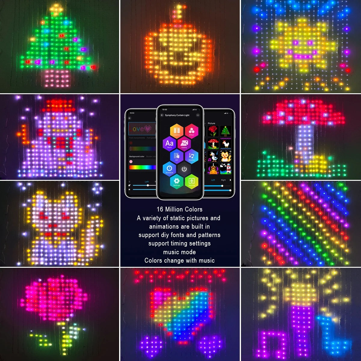 Curtain Lights 400 LED Twinkle Fairy String Light with APP Remote Control RGB Color
