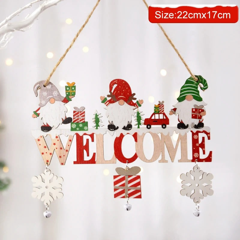 Gnome Santa Claus Wooden Hanging Ornament 2024 Merry Christmas Decoration