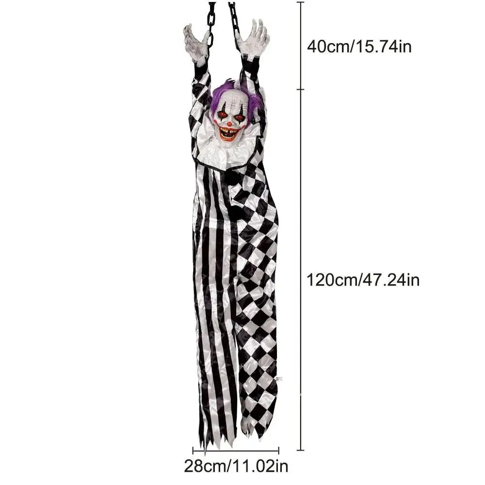 Scary Hanging Clown Animatronics with Glowing Eyes Haunted