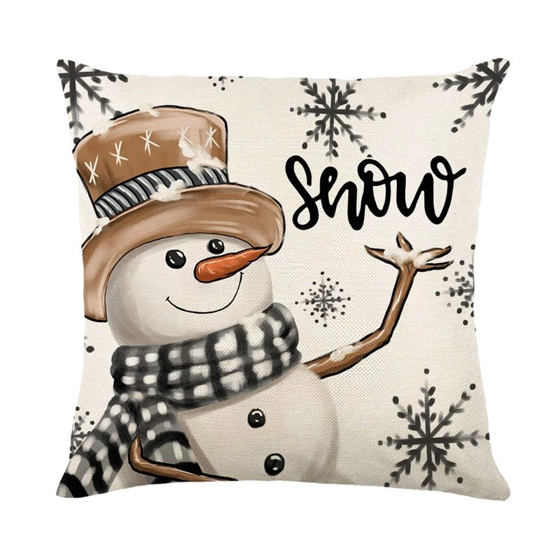 Linen Christmas Pillow Cushion Cover 45x45cm
