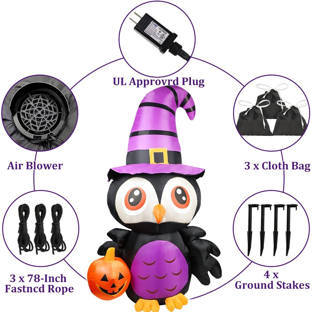 Owl Inflatables Halloween Decorations Pumpkin Creepy Terror Scary Props